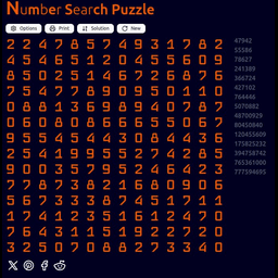 Free Online Number Search Puzzle Game
