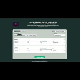 Product Unit Price Calculator