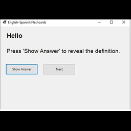 English Spanish Flash Card