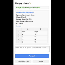 Hungry Llama -- Copliot for sheets