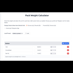 Pack Weight Calculator
